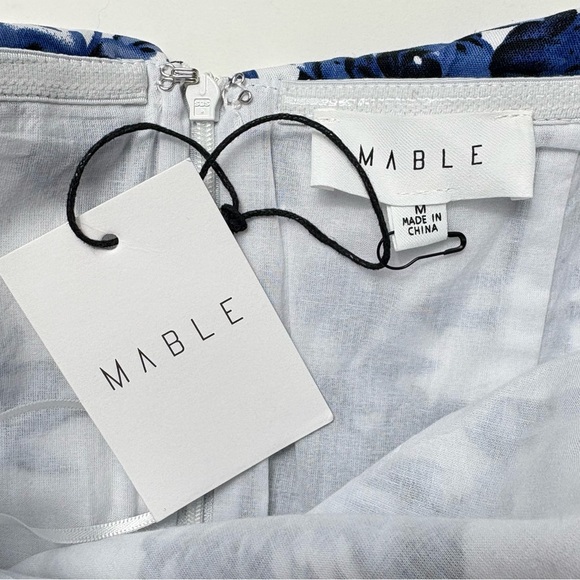 NWT MABLE Strapless Floral Midi Dress Size M (4/6) Blue White Lined Back Zip - Picture 11 of 14